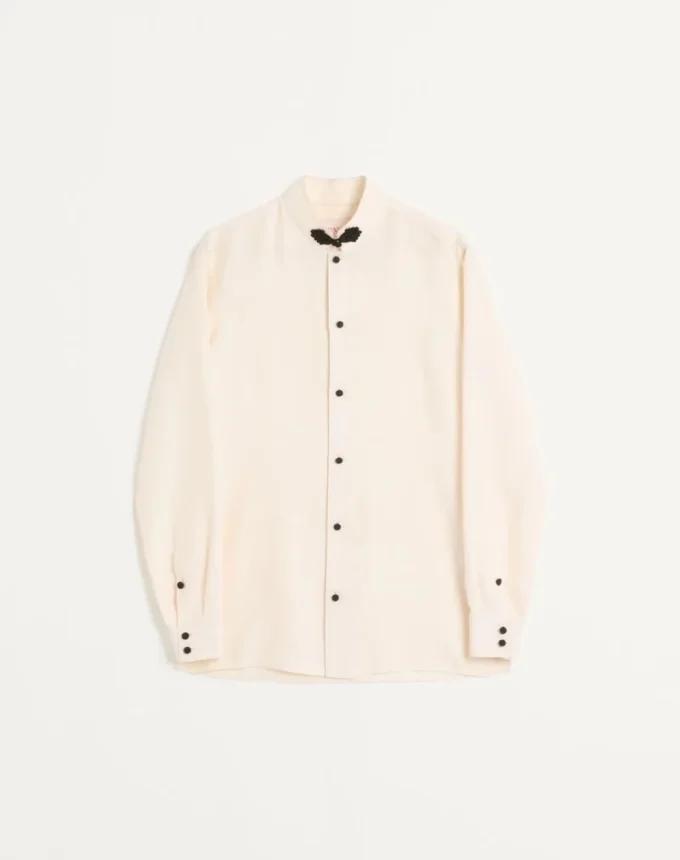 Chemise en shantung de soie avec boutons à bascule Chemise en shantung de soie avec boutons à bascule