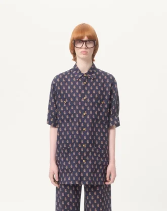 Chemise légère en lin avec imprimé Voyage Imaginaire Chemise légère en lin avec imprimé Voyage Imaginaire