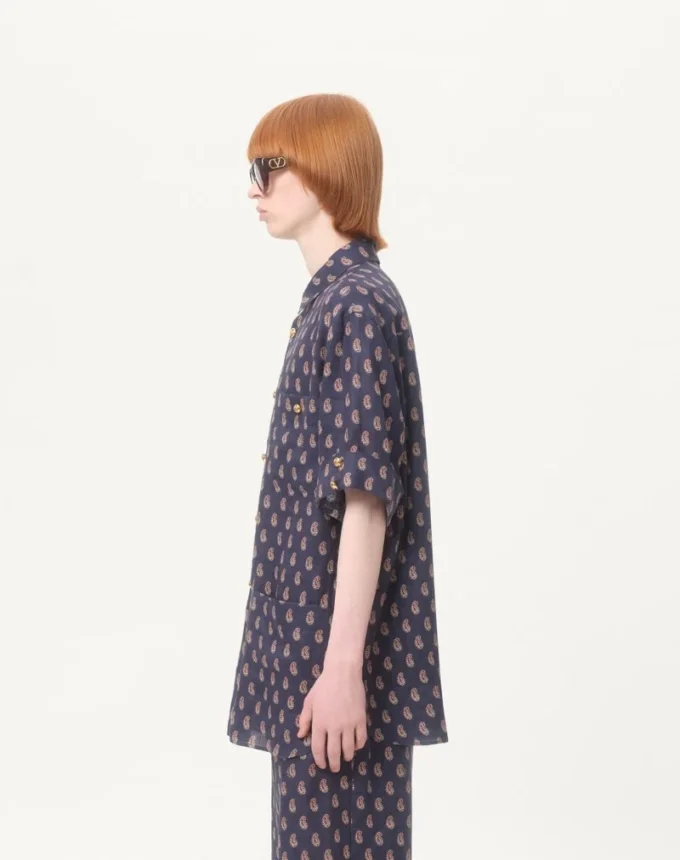 Chemise légère en lin avec imprimé Voyage Imaginaire Chemise légère en lin avec imprimé Voyage Imaginaire