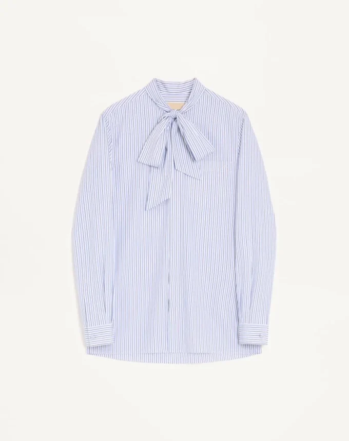 Chemise Valentino en popeline de coton avec col foulard et broderie VLogo Chemise Valentino en popeline de coton avec col foulard et broderie VLogo