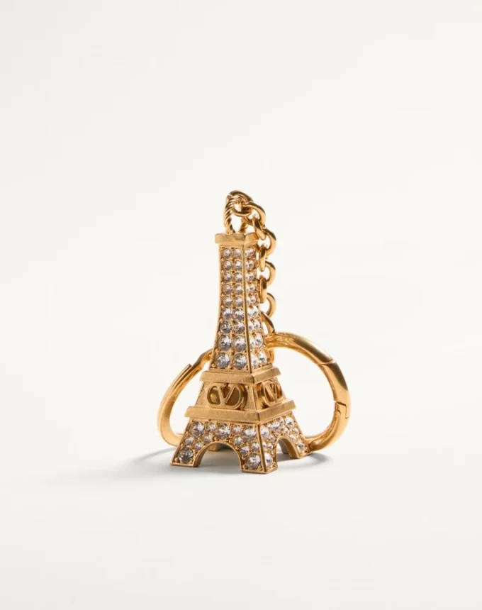 Chez Valentino Charm pour sac avec porte-clés en métal, émail et cristaux Chez Valentino Charm pour sac avec porte-clés en métal, émail et cristaux