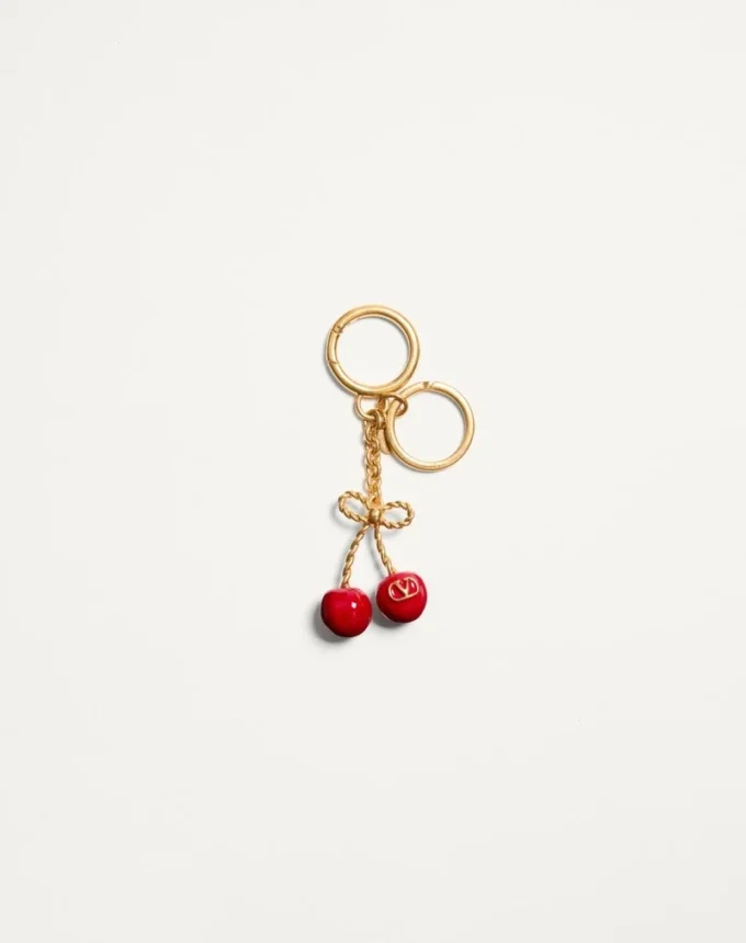 Chez Valentino Charm pour sac en métal et émail avec porte-clés Chez Valentino Charm pour sac en métal et émail avec porte-clés