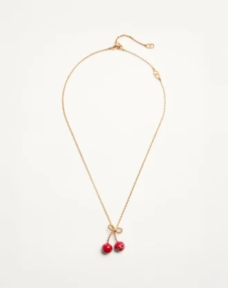Collier Cherryfic en métal et émail