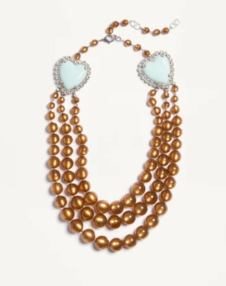 Collier Coeur Hyperbole en métal, résine et cristaux