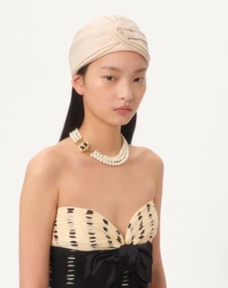 Collier ovale en métal, émail, perles et cristaux Swarovski®
