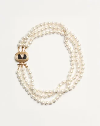 Collier ovale en métal, émail, perles et cristaux Swarovski®