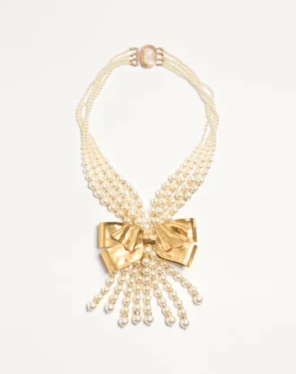 Collier Trop Chou en métal, émail, perles et cristaux