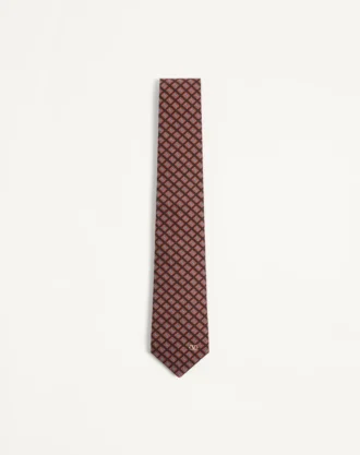 Cravate en coton jacquard Valentie avec motif Chamber et détail VLogo Signature