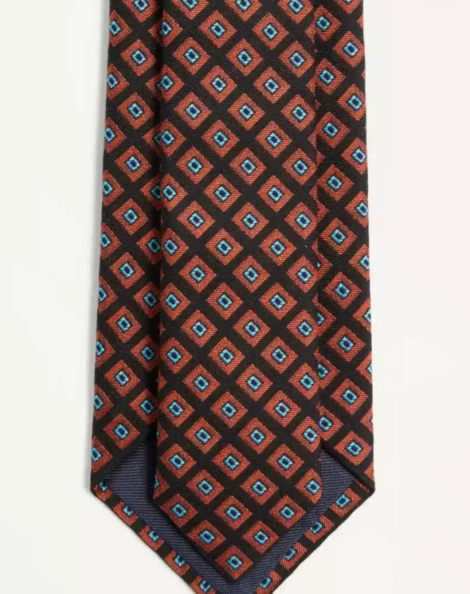 Cravate en coton jacquard Valentie avec motif Chamber et détail VLogo Signature Cravate en coton jacquard Valentie avec motif Chamber et détail VLogo Signature