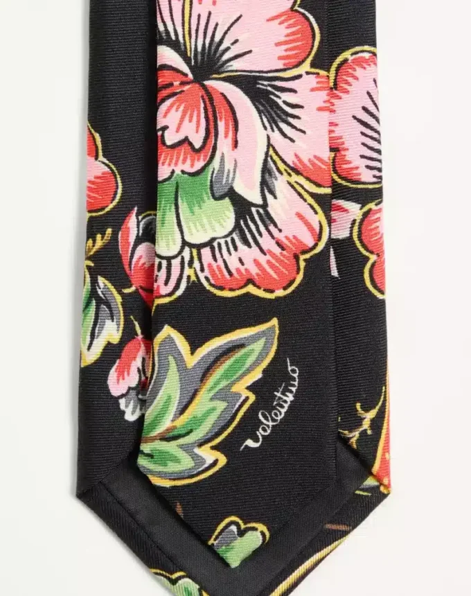 Cravate en soie à motif floral Papier
