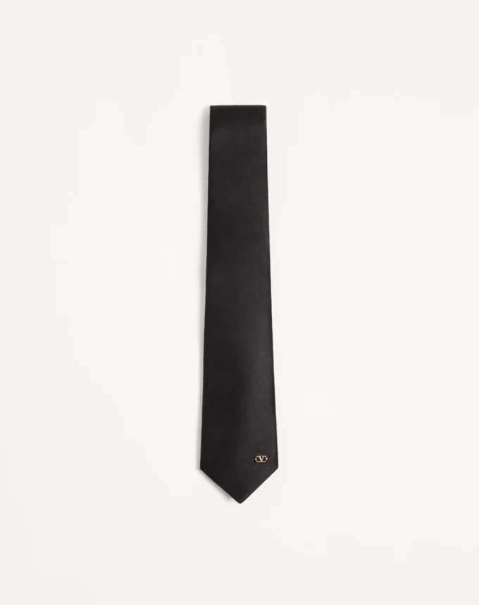 Cravate en soie Valentie avec détail VLogo Signature