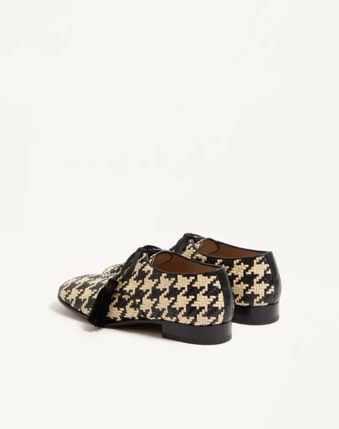 Derbies Mj Blues à motif pied-de-poule en cuir tressé