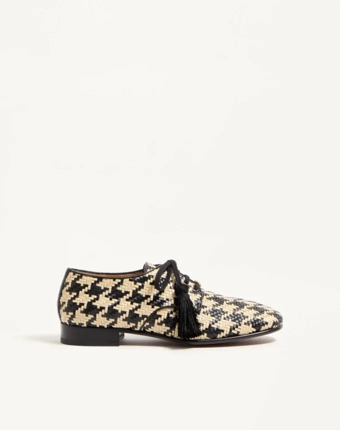Derbies Mj Blues à motif pied-de-poule en cuir tressé