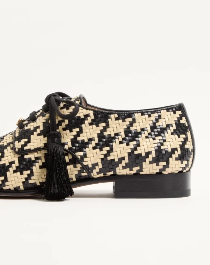 Derbies Mj Blues à motif pied-de-poule en cuir tressé