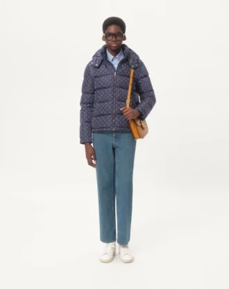 Doudoune à capuche en nylon avec imprimé Cherryfic