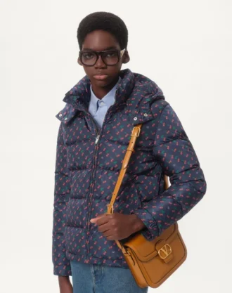Doudoune à capuche en nylon avec imprimé Cherryfic