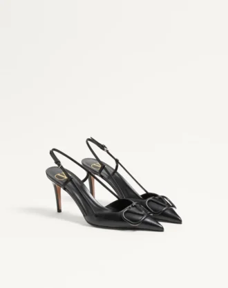 Escarpins à bride arrière en cuir de veau Vlogo Signature 80 mm / 3,15 pouces.