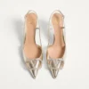 Escarpins à bride arrière en cuir nappa laminé Vlogo Glow 80 mm / 3,15 pouces