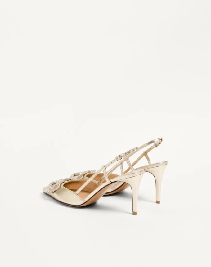 Escarpins à bride arrière en cuir nappa laminé Vlogo Glow 80 mm / 3,15 pouces