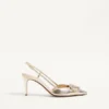 Escarpins à bride arrière en cuir nappa laminé Vlogo Glow 80 mm / 3,15 pouces