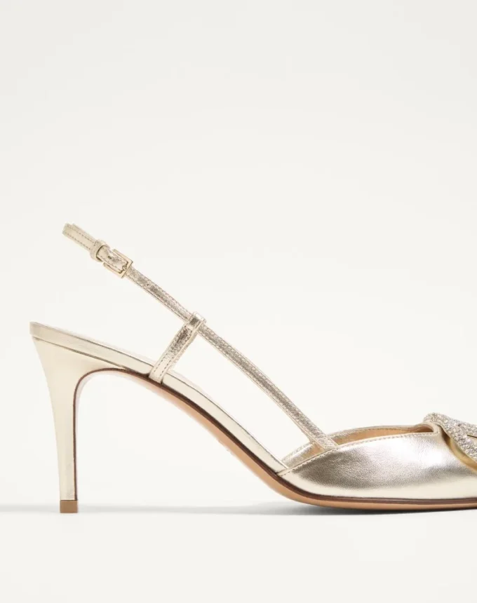 Escarpins à bride arrière en cuir nappa laminé Vlogo Glow 80 mm / 3,15 pouces