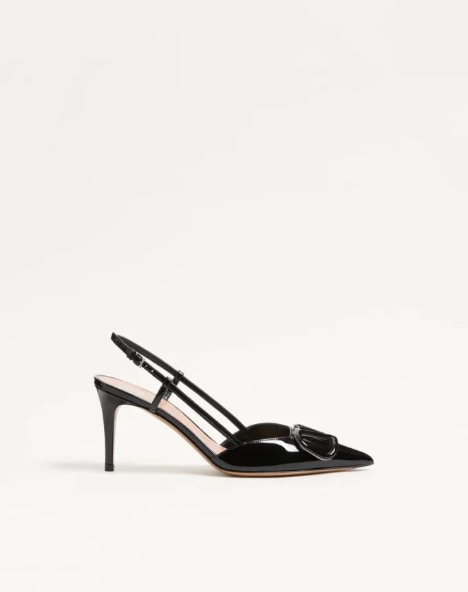 Escarpins à bride arrière en cuir verni VLogo Signature 80 mm Escarpins à bride arrière en cuir verni VLogo Signature 80 mm