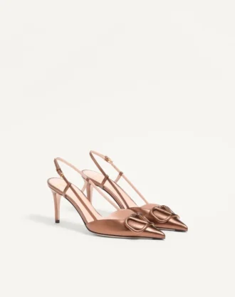 Escarpins à bride arrière Vlogo Signature en cuir nappa laminé 80 mm