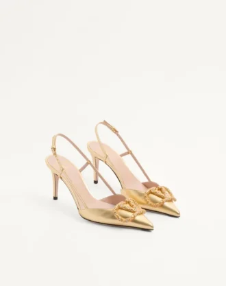Escarpins à bride arrière Vlogo Signature en cuir nappa laminé 80 mm
