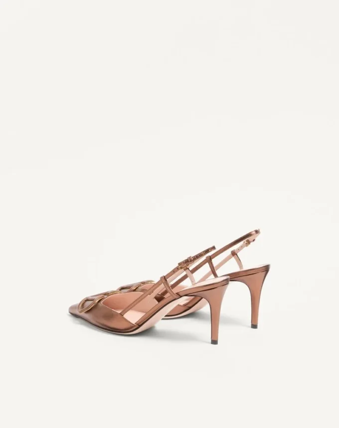 Escarpins à bride arrière Vlogo Signature en cuir nappa laminé 80 mm