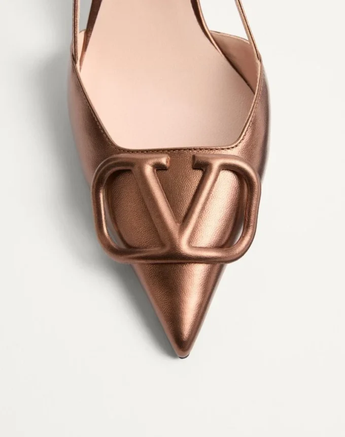 Escarpins à bride arrière Vlogo Signature en cuir nappa laminé 80 mm