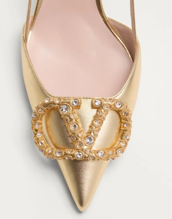 Escarpins à bride arrière Vlogo Signature en cuir nappa laminé 80 mm Escarpins à bride arrière Vlogo Signature en cuir nappa laminé 80 mm