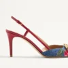 Escarpins à bride arrière Vlogo Signature en denim avec broderie Cherryfic 80 mm Escarpins à bride arrière Vlogo Signature en denim avec broderie Cherryfic 80 mm