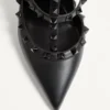Escarpins à bride cheville Rockstud avec clous ton sur ton 100 mm