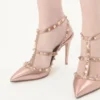 Escarpins Rockstud en cuir nappa laminé 100 mm
