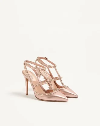 Escarpins Rockstud en cuir nappa laminé 100 mm
