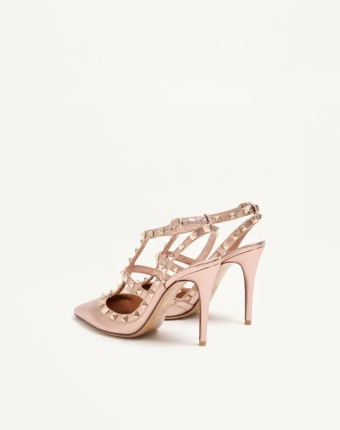 Escarpins Rockstud en cuir nappa laminé 100 mm