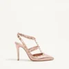 Escarpins Rockstud en cuir nappa laminé 100 mm