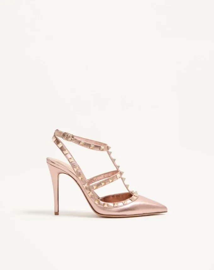 Escarpins Rockstud en cuir nappa laminé 100 mm