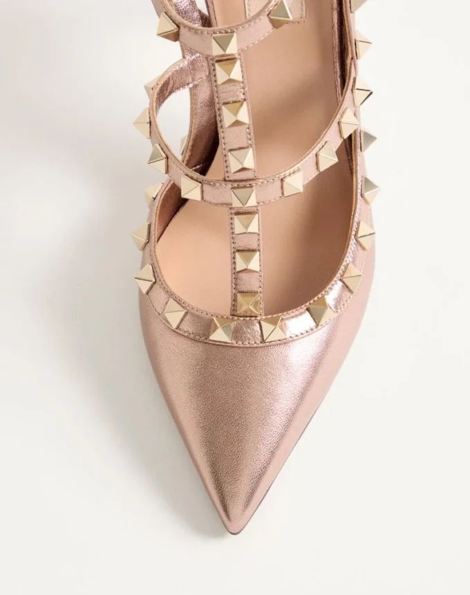 Escarpins Rockstud en cuir nappa laminé 100 mm