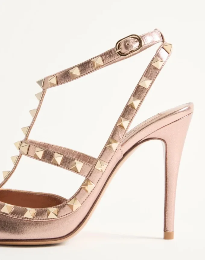 Escarpins Rockstud en cuir nappa laminé 100 mm
