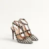 Escarpins Rockstud en tissu pied-de-poule 100 mm