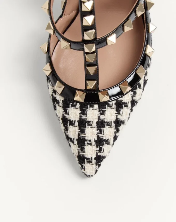 Escarpins Rockstud en tissu pied-de-poule 100 mm