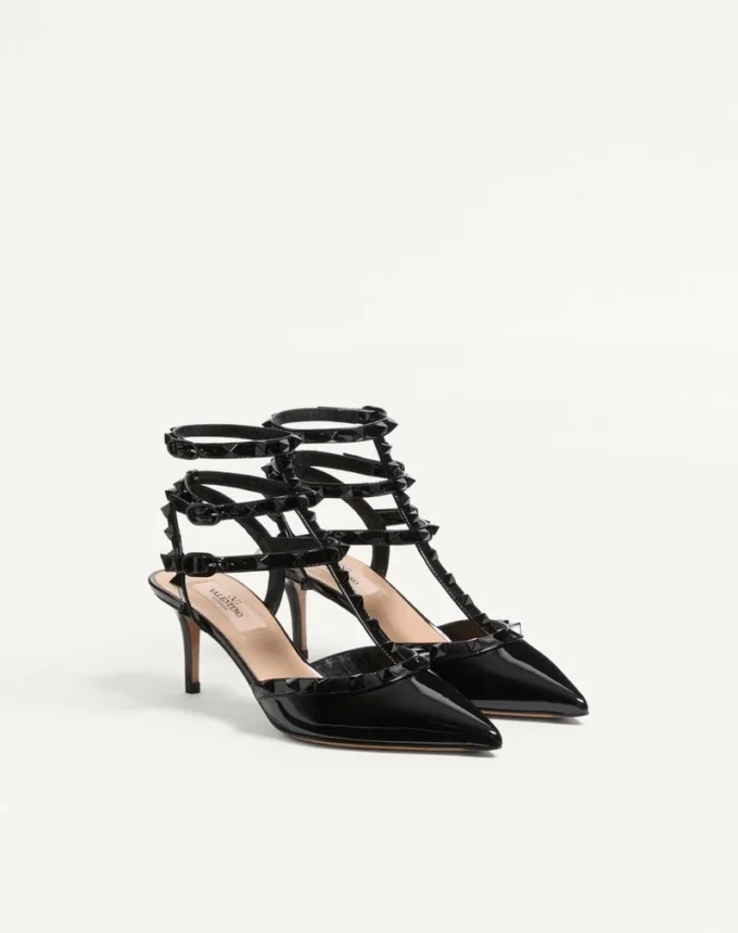 Escarpins vernis Rockstud avec lanières et clous assortis 65 mm