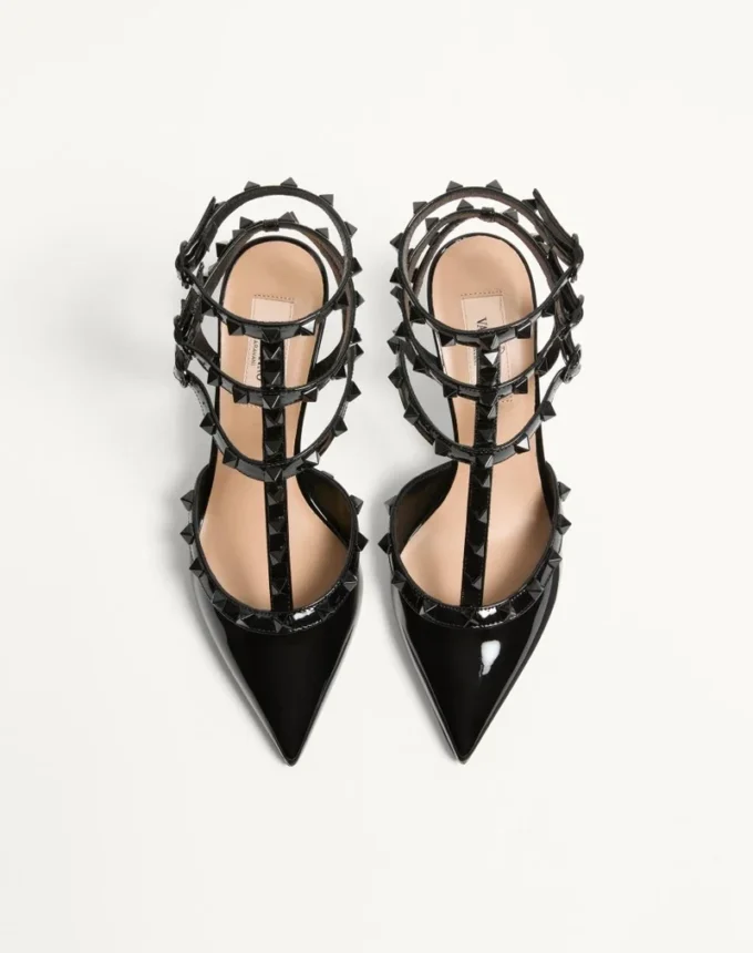 Escarpins vernis Rockstud avec lanières et clous assortis 65 mm