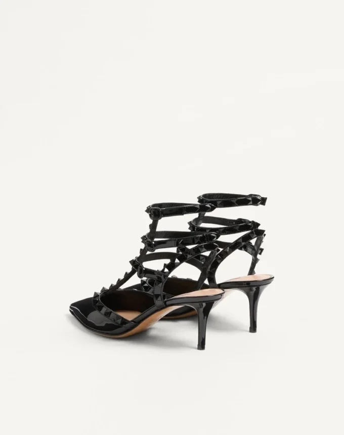 Escarpins vernis Rockstud avec lanières et clous assortis 65 mm