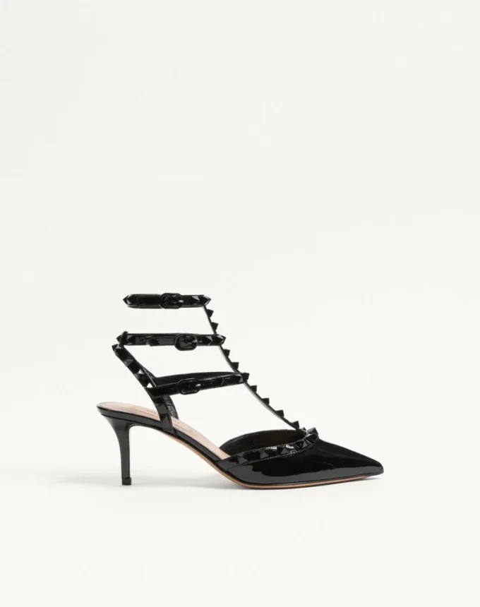Escarpins vernis Rockstud avec lanières et clous assortis 65 mm
