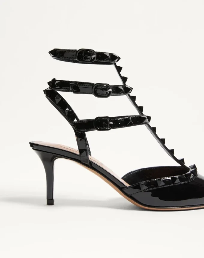 Escarpins vernis Rockstud avec lanières et clous assortis 65 mm