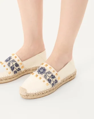 Espadrilles en cuir nappa avec broderie raisin 20 mm
