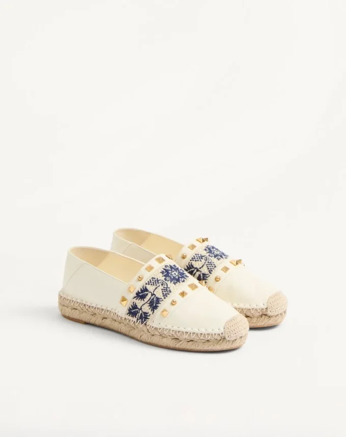 Espadrilles en cuir nappa avec broderie raisin 20 mm Espadrilles en cuir nappa avec broderie raisin 20 mm