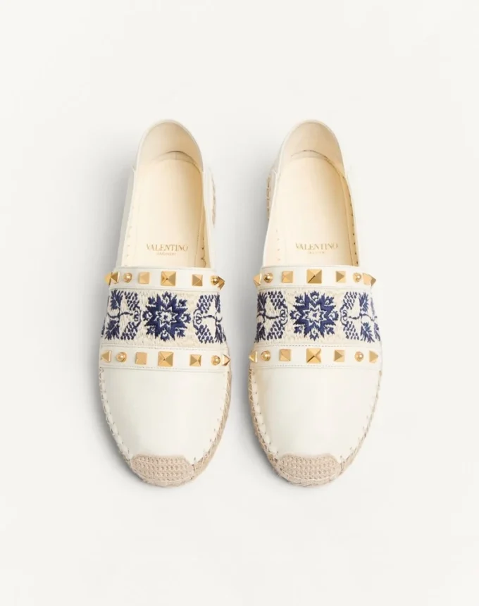 Espadrilles en cuir nappa avec broderie raisin 20 mm Espadrilles en cuir nappa avec broderie raisin 20 mm